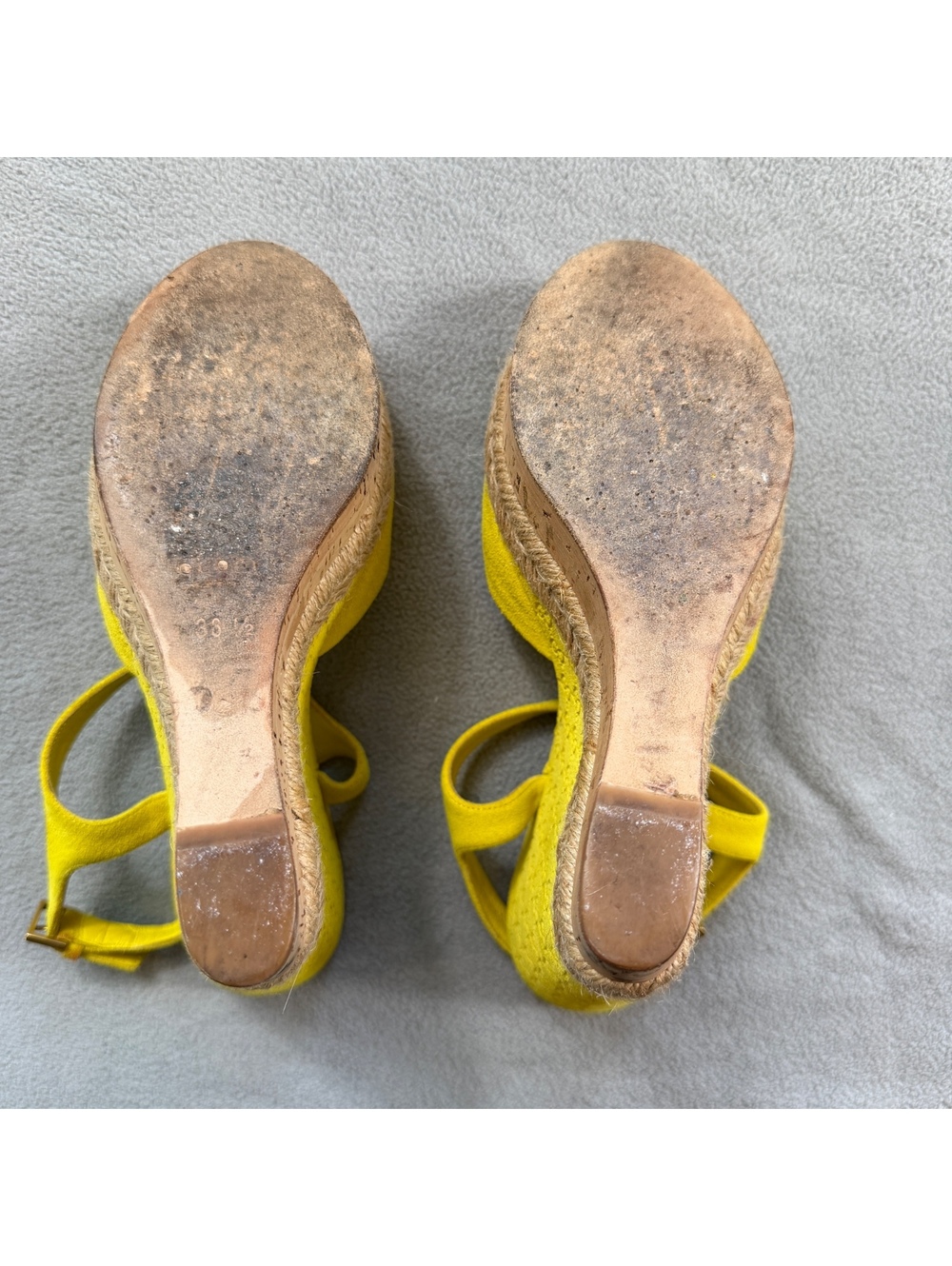 Gucci Microguccissima Yellow Suede Espadrille Platform Wedge Sandals 36.5 - Picture 9 of 13
